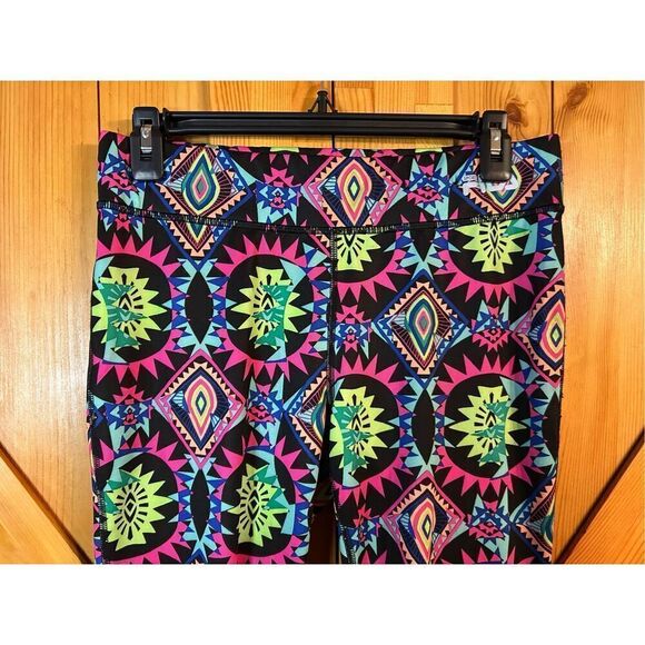 Fila Sport Neon Geometric Printed Full Length Running Leggings Active Small (489 - Picture 3 of 7